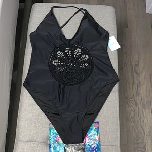 Cupshe crocheted black one piece swimsuit